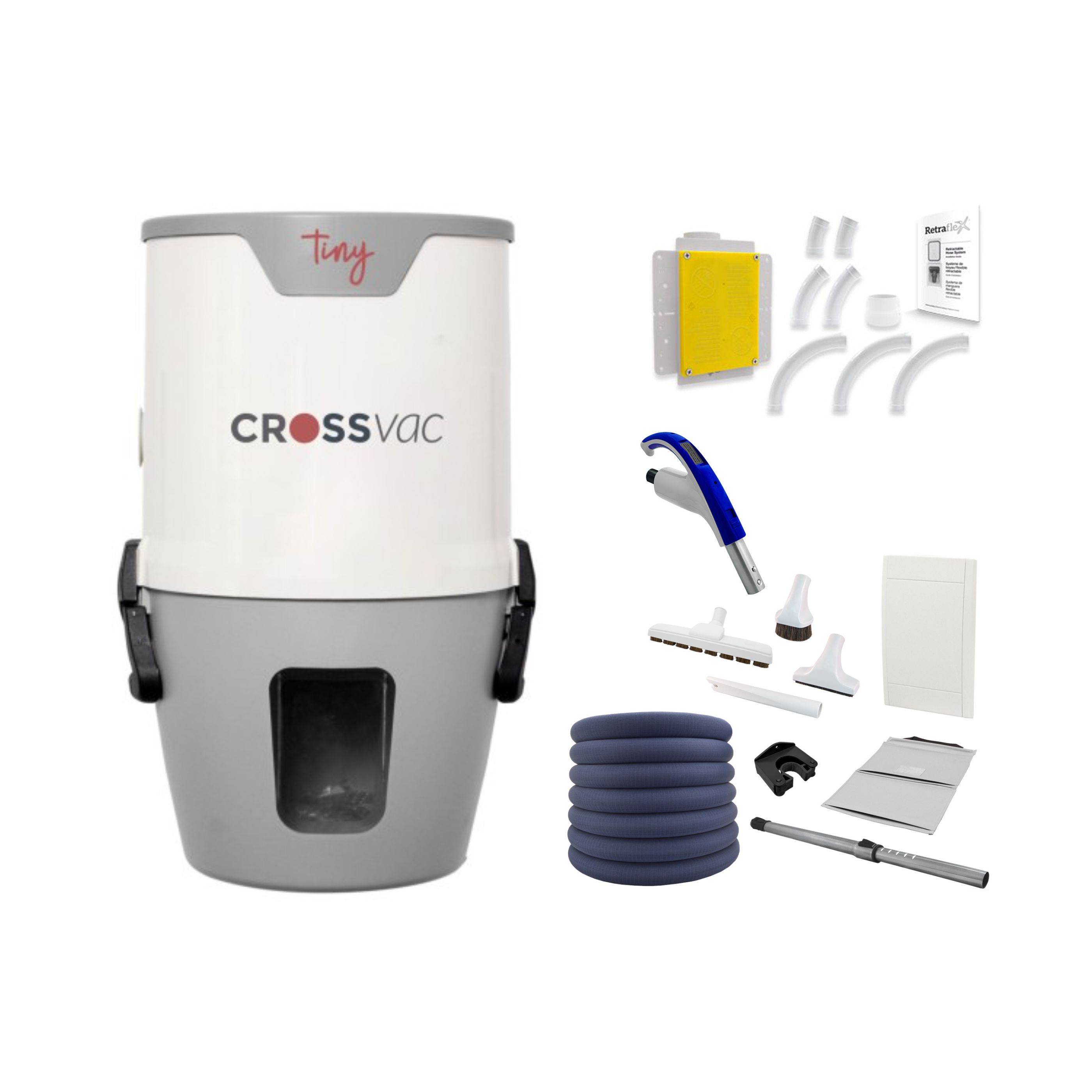 Crossvac Zentralstaubsauger Set Tiny Retraflex