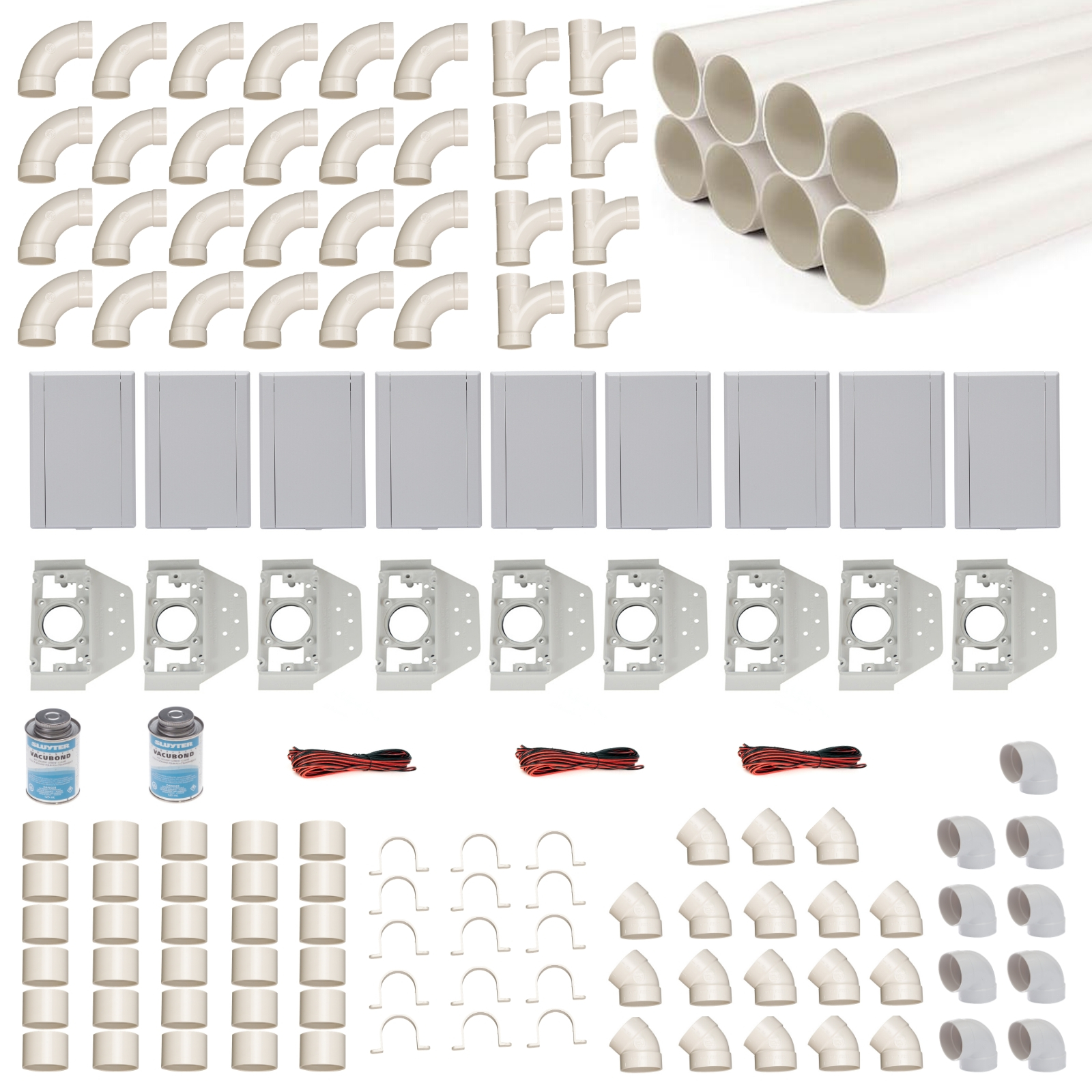 einbau-set-9-saugdosen Montageset met 9 wandinlaten incl. vacuümbuizen
