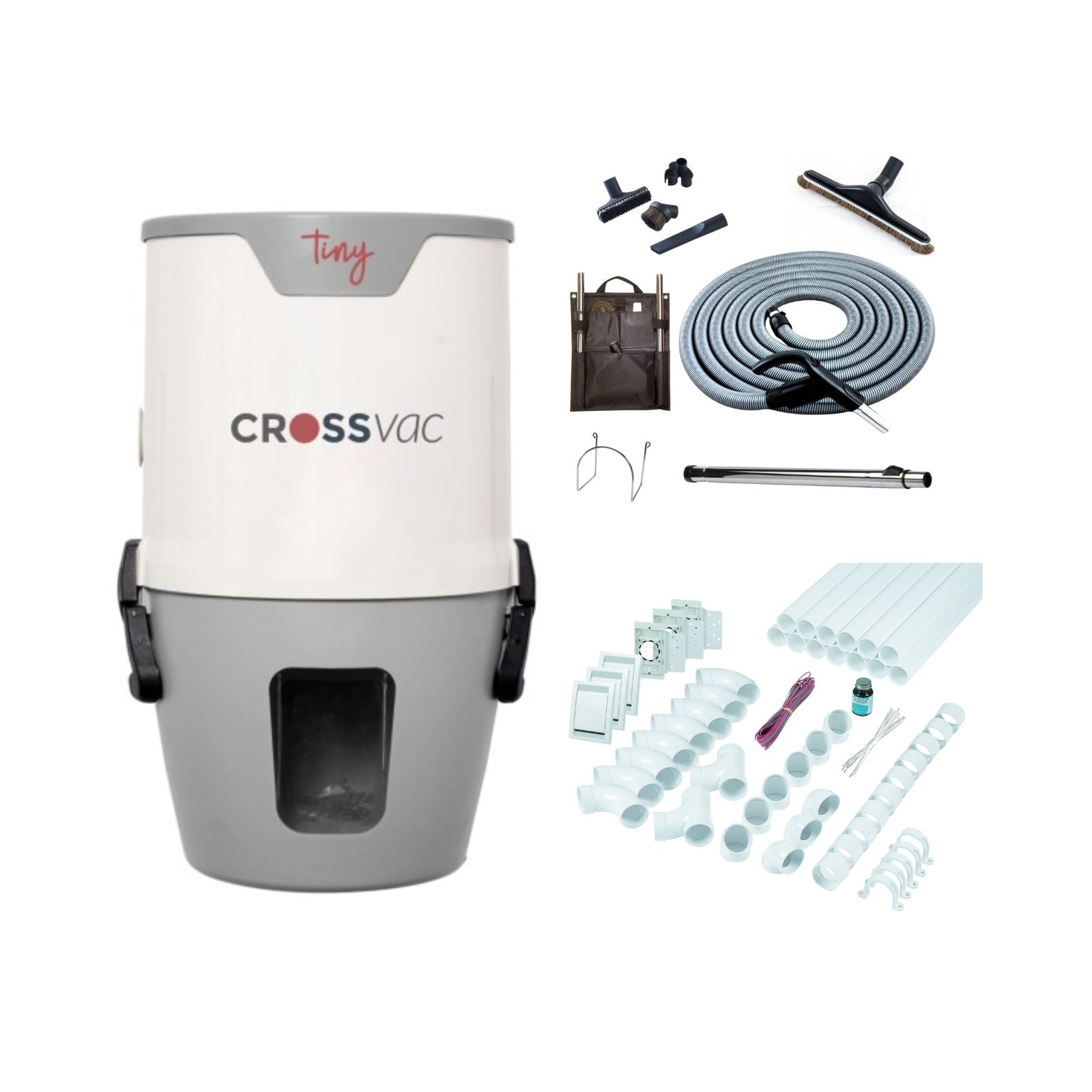 Centrale Stofzuiger Set Tiny met Slangenset, 3 Zuigpunten en Installatiemateriaal